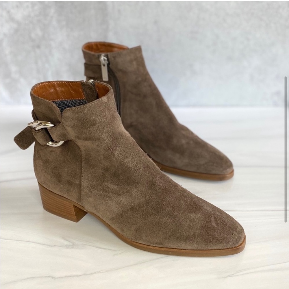 Aquatalia Taupe Suede Ankle Booties